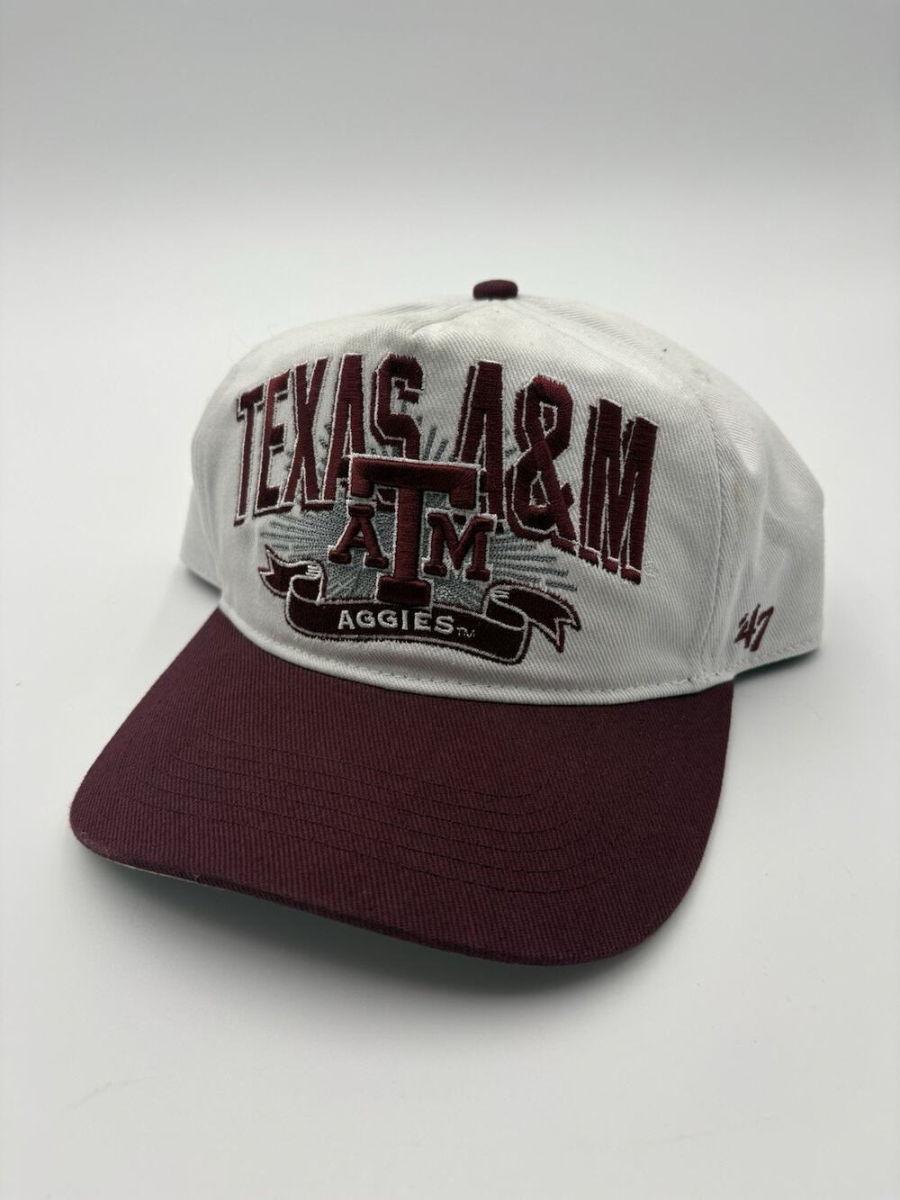 Texas A&M Aggies NCAA '47 Brand White/Maroon Hitch Adjustable Snapback Hat